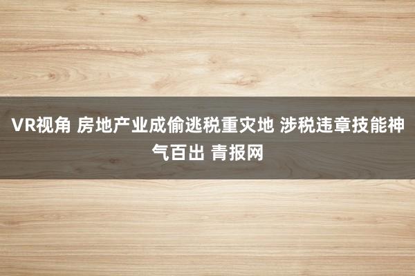 VR视角 房地产业成偷逃税重灾地 涉税违章技能神气百出 青报网