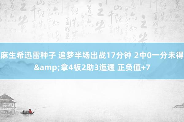麻生希迅雷种子 追梦半场出战17分钟 2中0一分未得&拿4板2助3迤逦 正负值+7